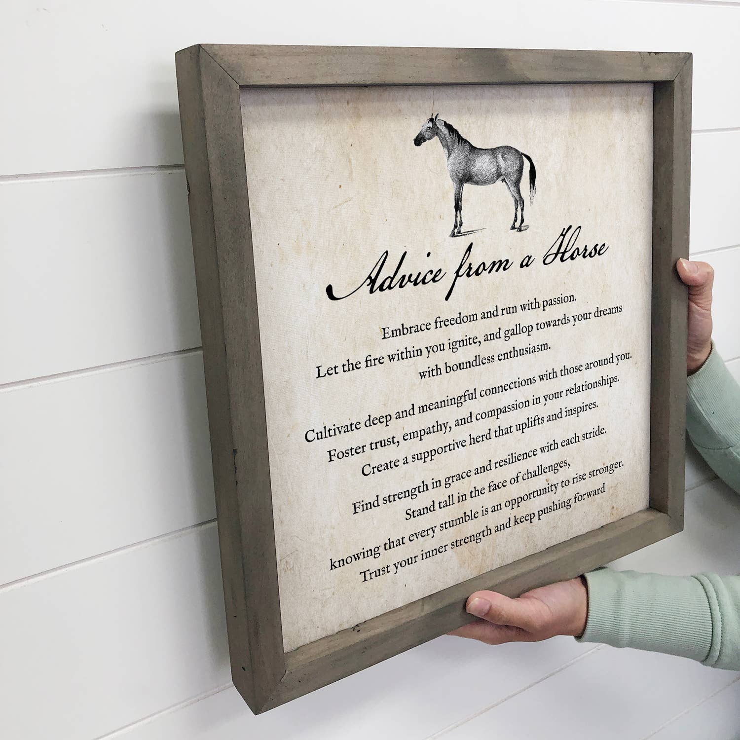Advice From a Horse Art 15x15" Medium - Thick Wood Frame