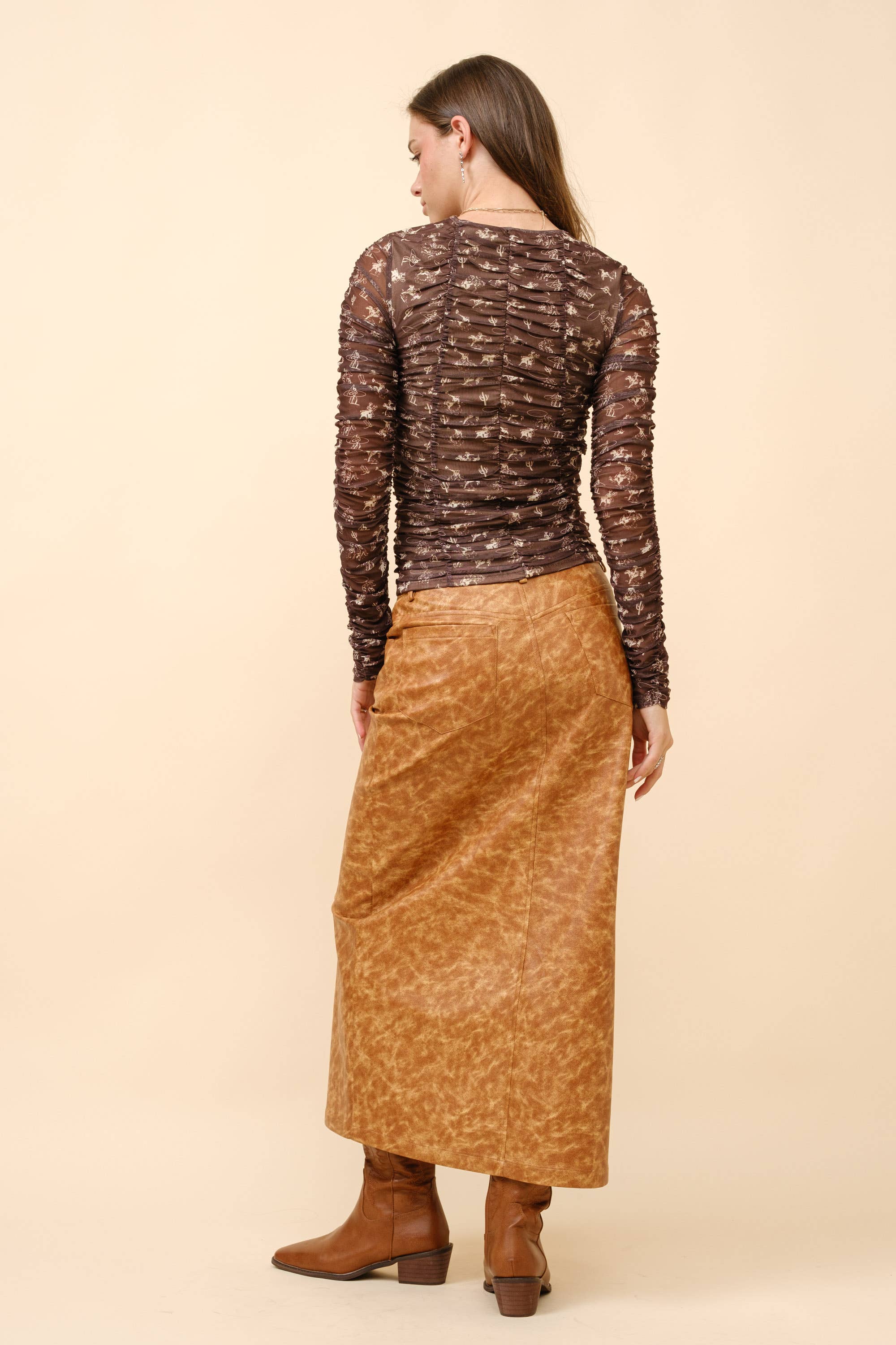 western mesh fitted top