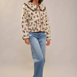 Floral Ruffle Western Sherpa Jacket