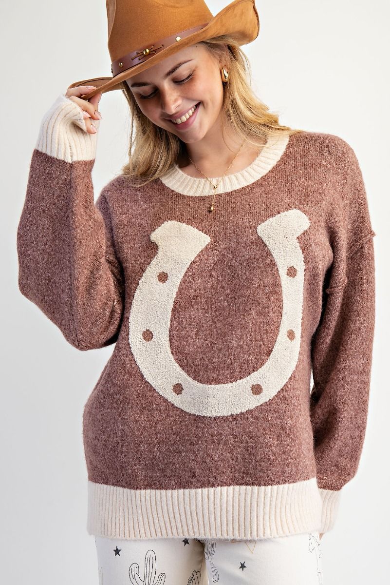 Classy Horseshoe Sweater Brown