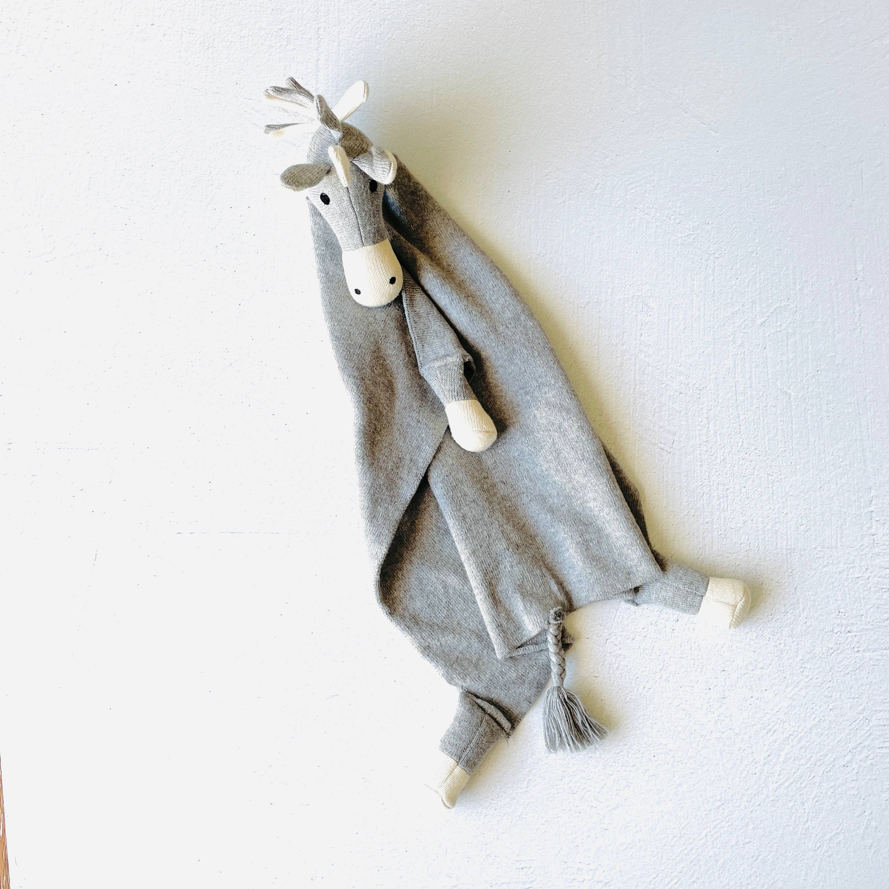 Horse Lovey Baby Blanket Grey Heather