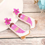 Beaded Cowgirl Earrings Pink