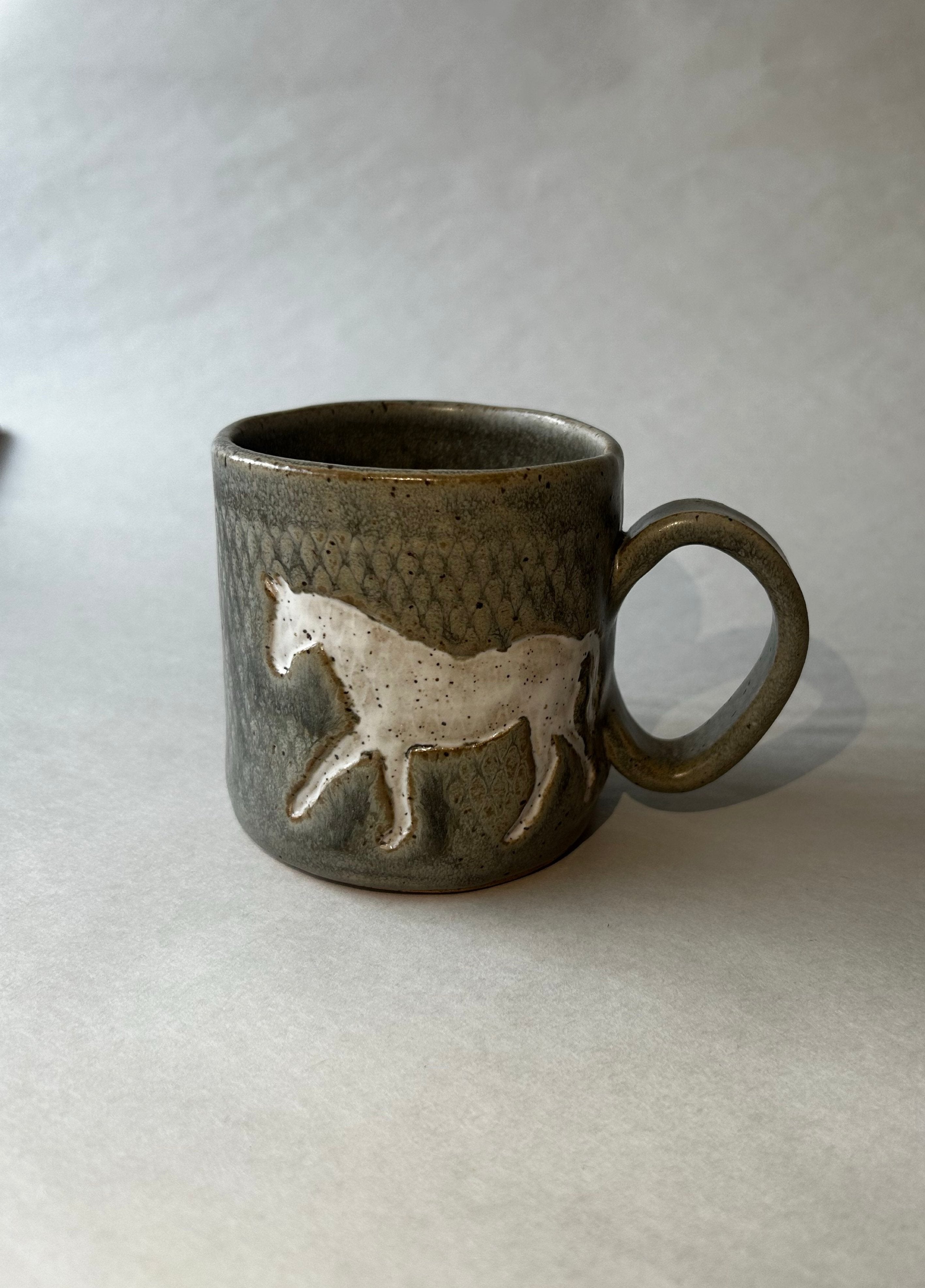 Handmade Horse Mug (Grey)