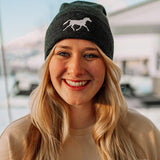 White Horse Beanie (Charcoal)