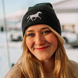White Horse Beanie (Charcoal)