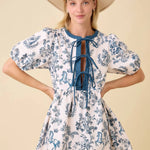Vintage Horse Toile Print Denim Mini Dress Main Strip
