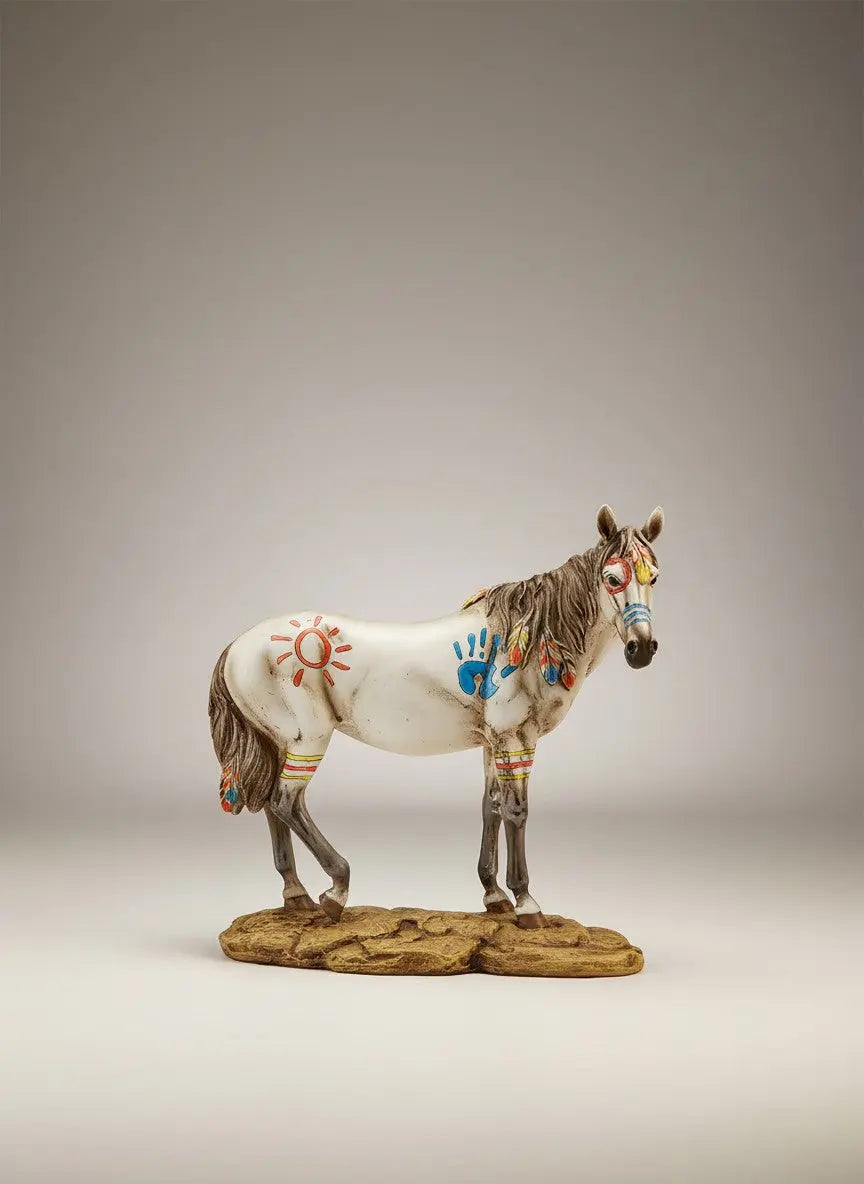 Southwest Tribal Hand-Painted Horse Figurine Faire - De Leon Collections