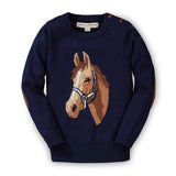 horse intarsia sweater (navy)