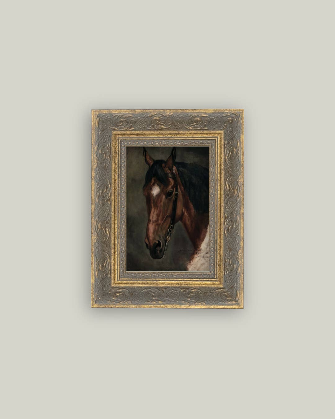 Horse Portrait Framed Antique Art 5" x 7"