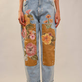 Flower Patch Barrel-Leg Jeans