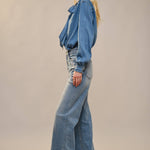 Tie Neck Chambray Blouse