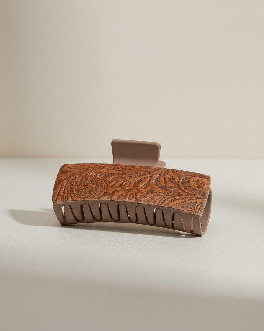 Prairie Paisley Leather Hair Claw