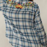 Blue Country Blossoms Embroidered Shirt