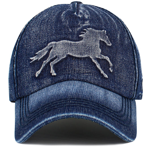 vintage denim horse hat