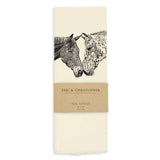 kissing horses tea towel