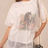 Petal & Pony Lace Overlay Tee Shirt