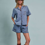 Western Boot Embroidered Linen Shirt