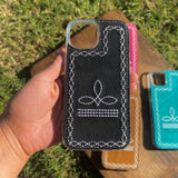 boot stitch leather iphone case