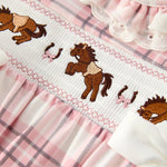 Plaid Horse Baby Girl Romper