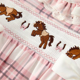 Plaid Horse Baby Girl Romper
