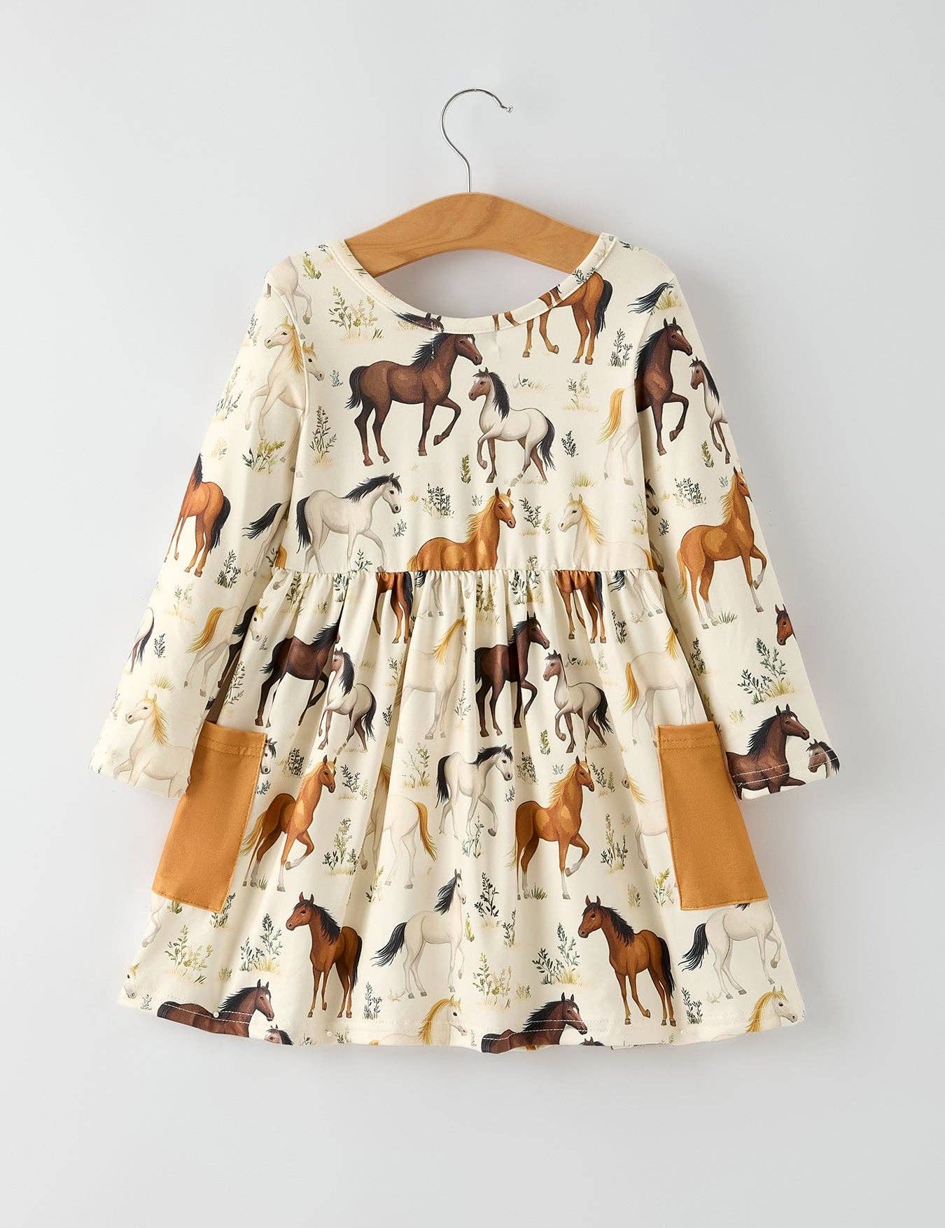 Elegant Horses Long Sleeve Dress