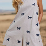 Blue Pony Linen Romper