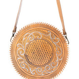 Boho Hand-Tooled Round Purse