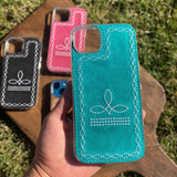 boot stitch leather iphone case