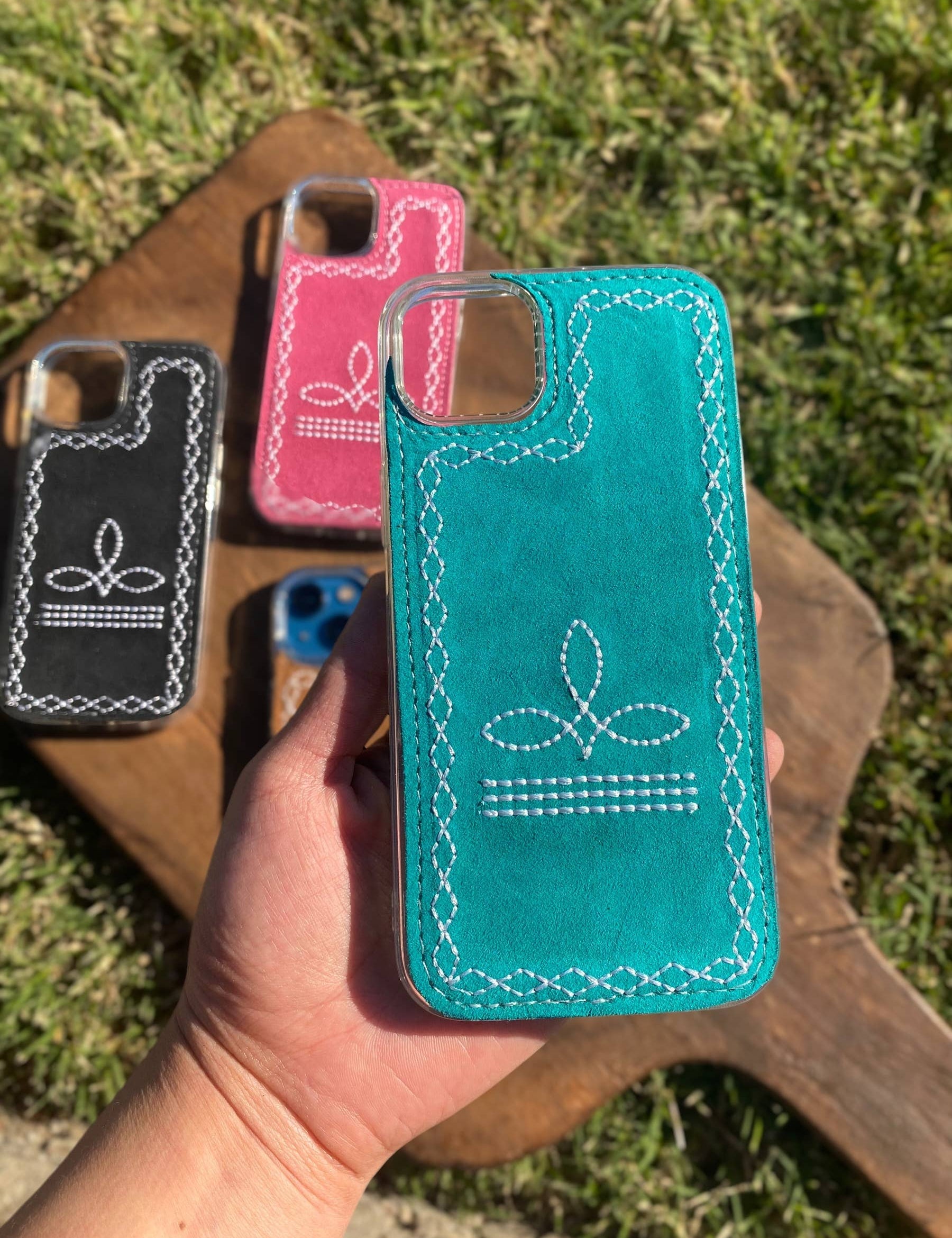 boot stitch leather iphone case