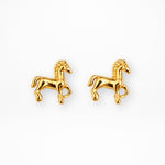 Tiny Horse Earrings Gold