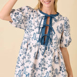 Vintage Horse Toile Print Denim Mini Dress Main Strip