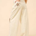 Embroidered Twill Mid Rise Loose Jeans