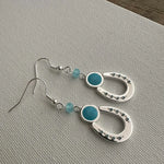 Lucky Horseshoe Aqua Dangles