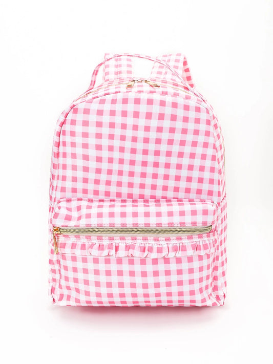 pink gingham backpack