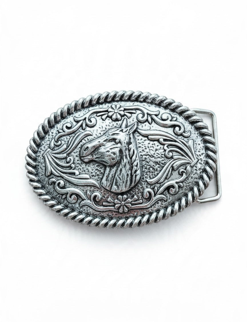 Silver Heritage Horse Belt Buckle
