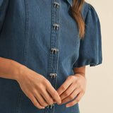 lasso bow denim dress