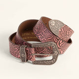 Sophia Pink Floral Leather Belt
