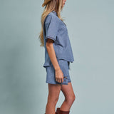 Western Boot Embroidered Drawstring Shorts