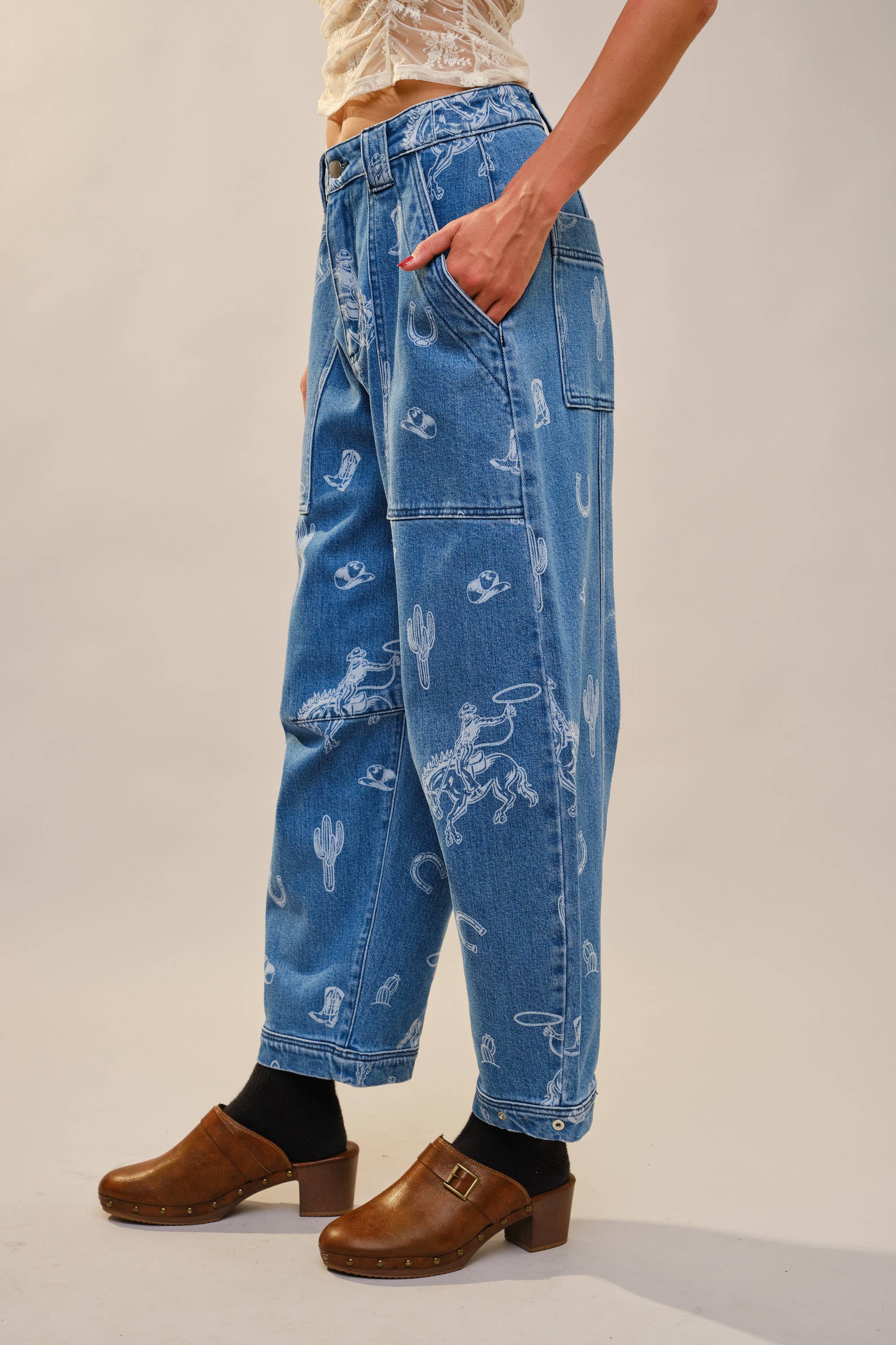 Western Barrel Leg Denim Jean