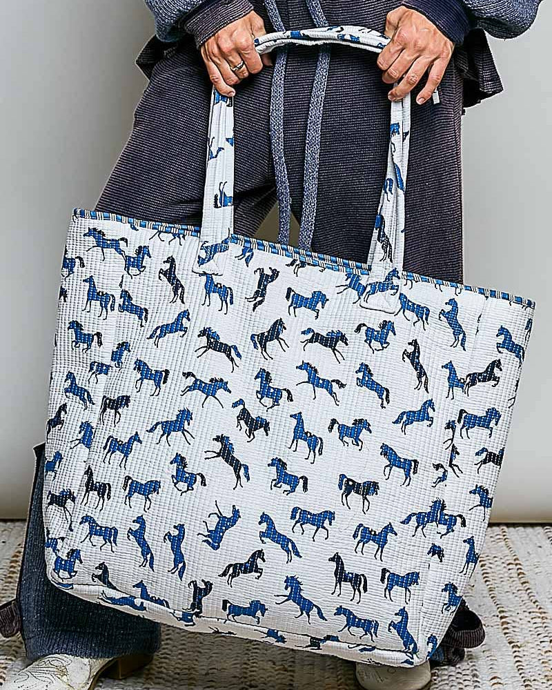 Bridle Up Blue - Horse Tote Bag