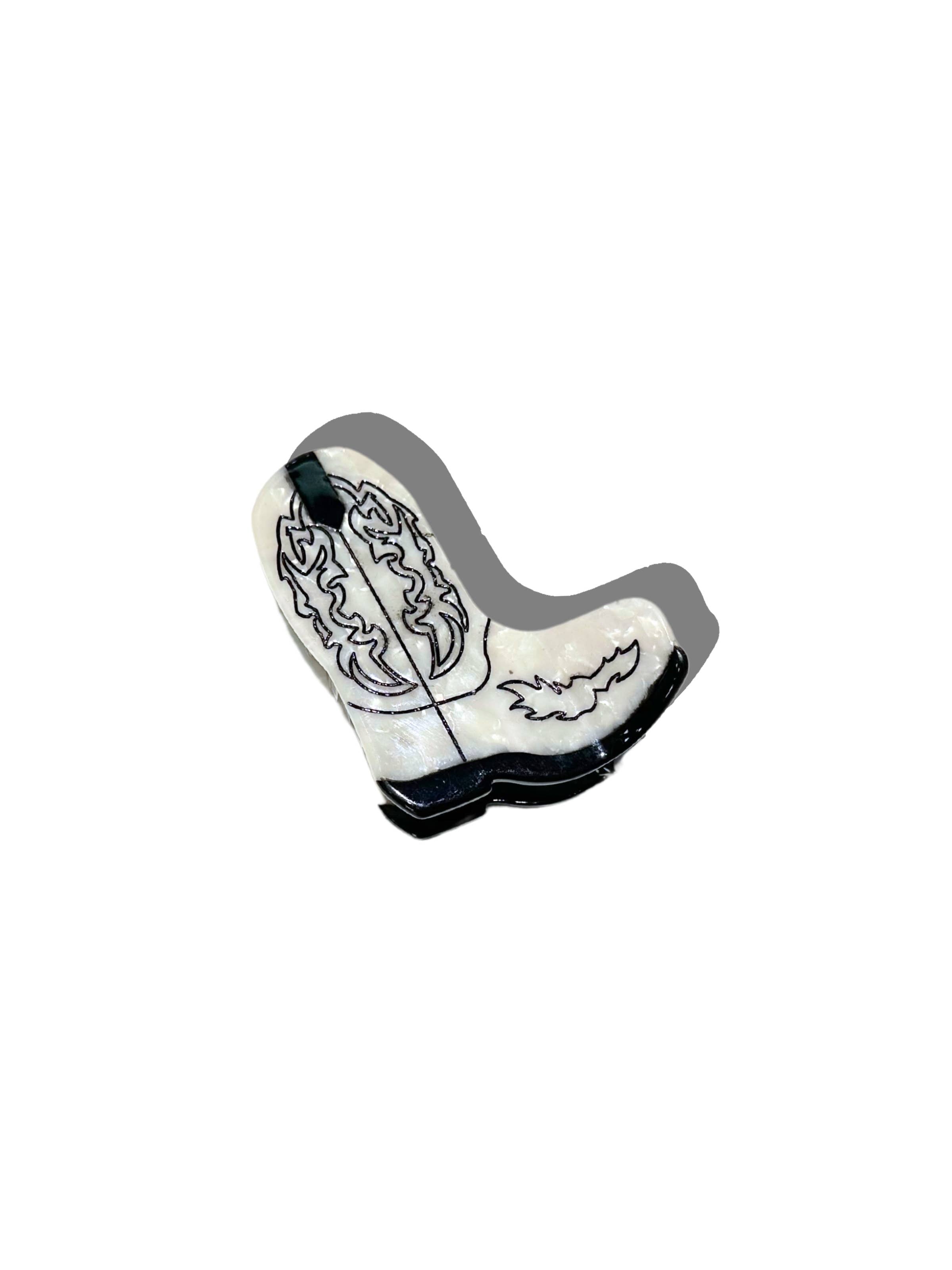 Hand-Painted Boot Hair Clip White