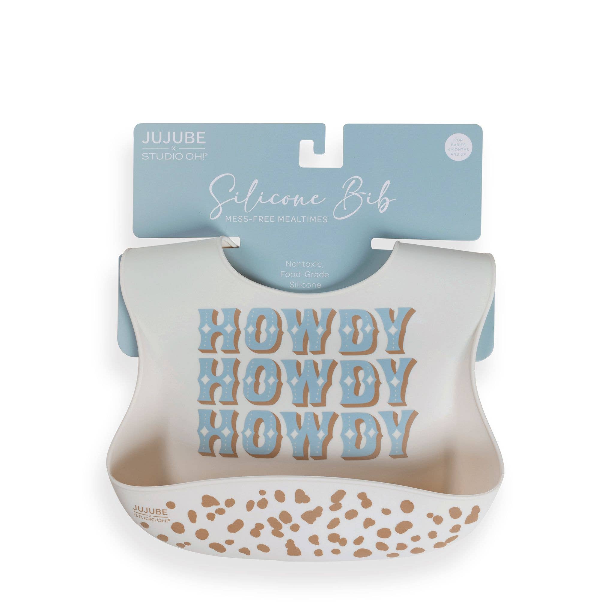 Howdy Partner Blue Silicone Bib