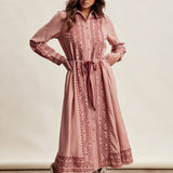 Cowgirl Embroidered Dress in Dusty Rose
