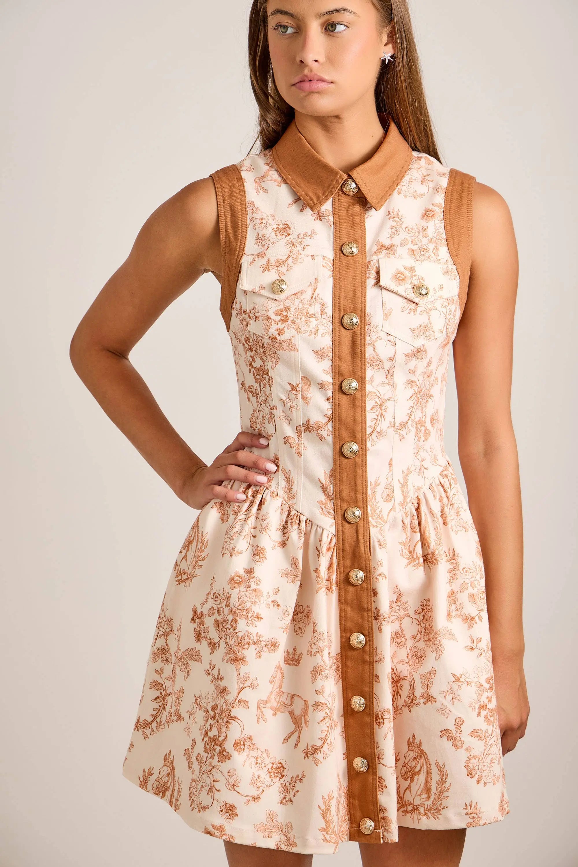 Unicorn Floral Button-Front Dress – Summer Sundress Main Strip