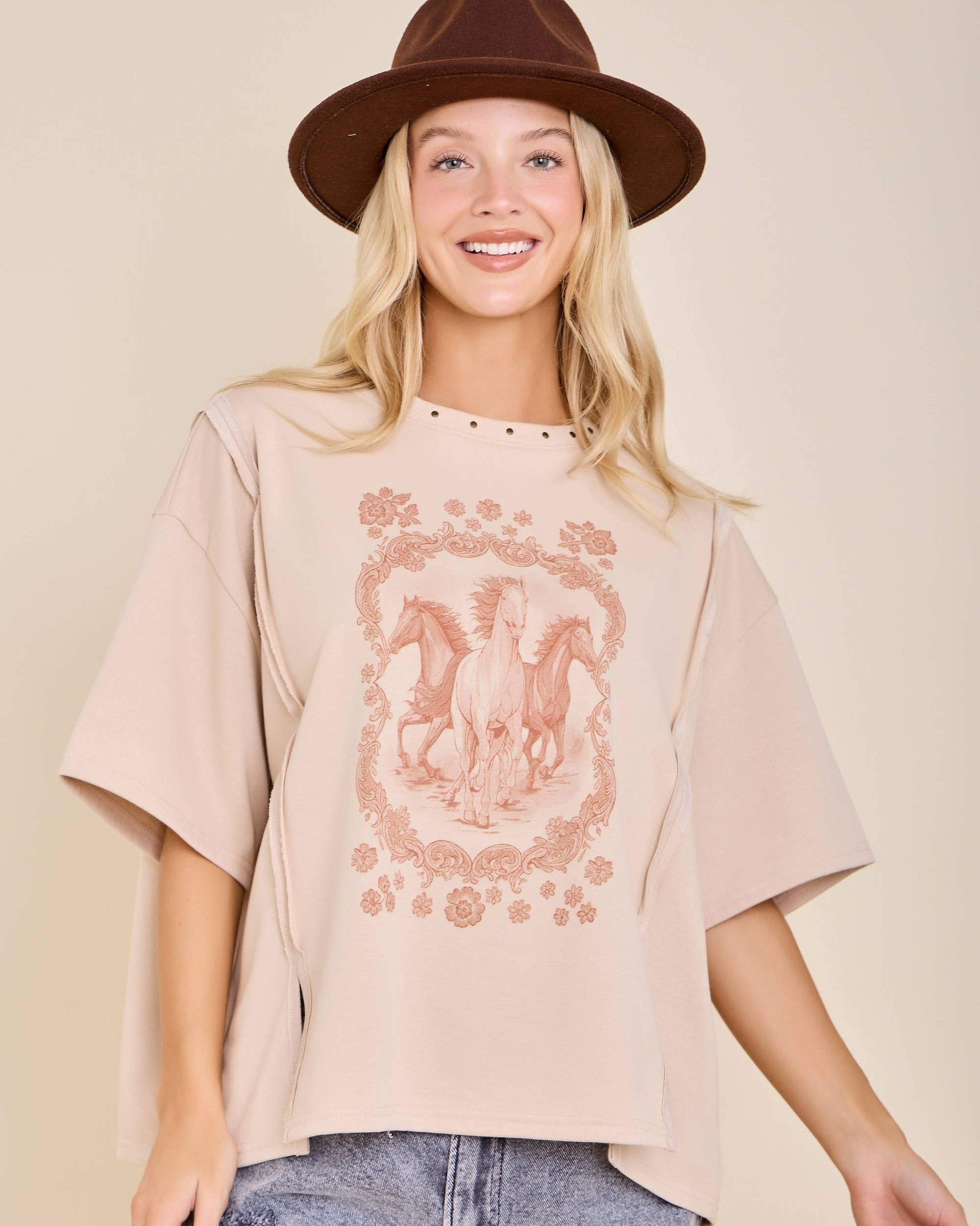 Vintage Horse Boho Boutique Top