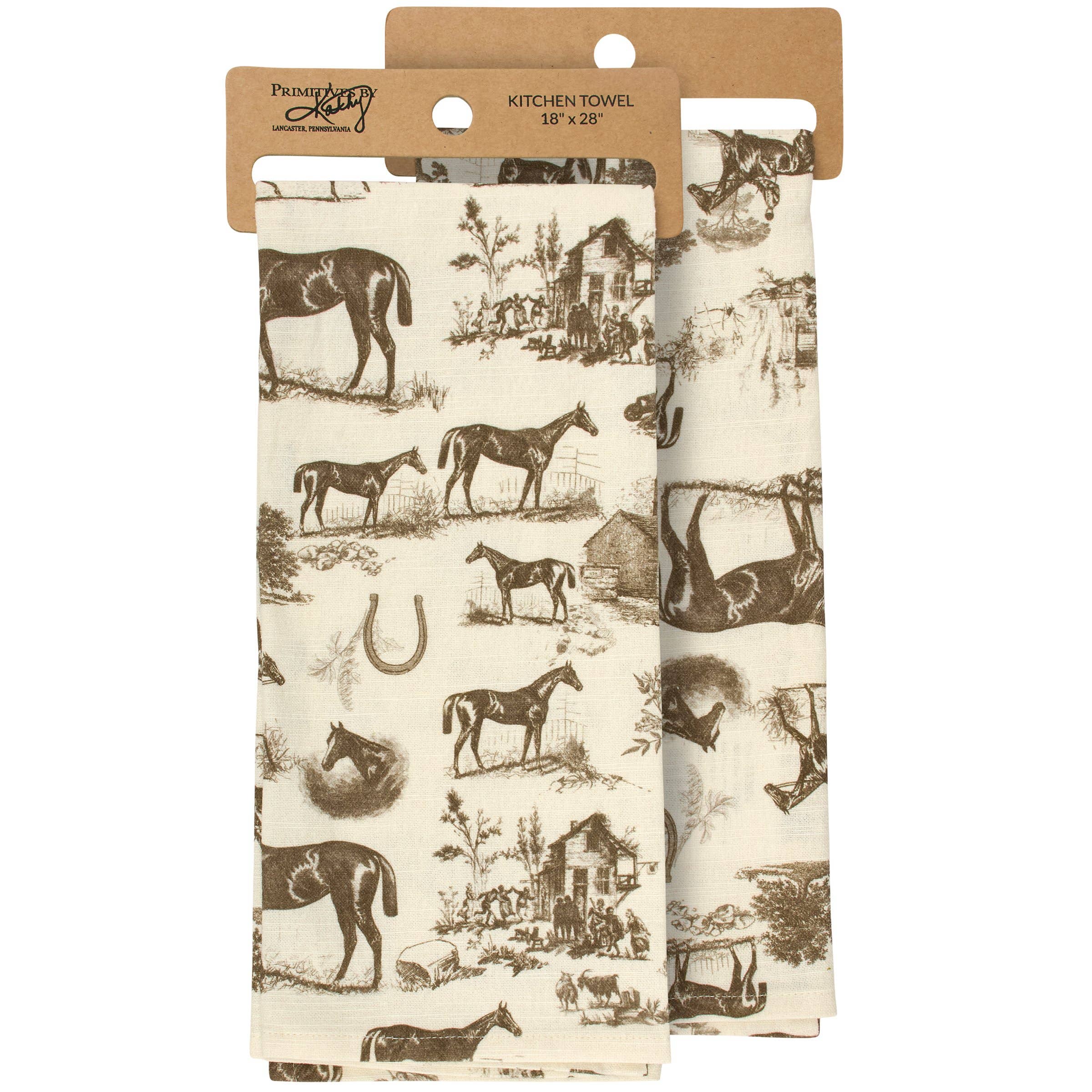 Horse Toile Kitchen Towel