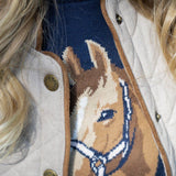 horse intarsia sweater (navy)