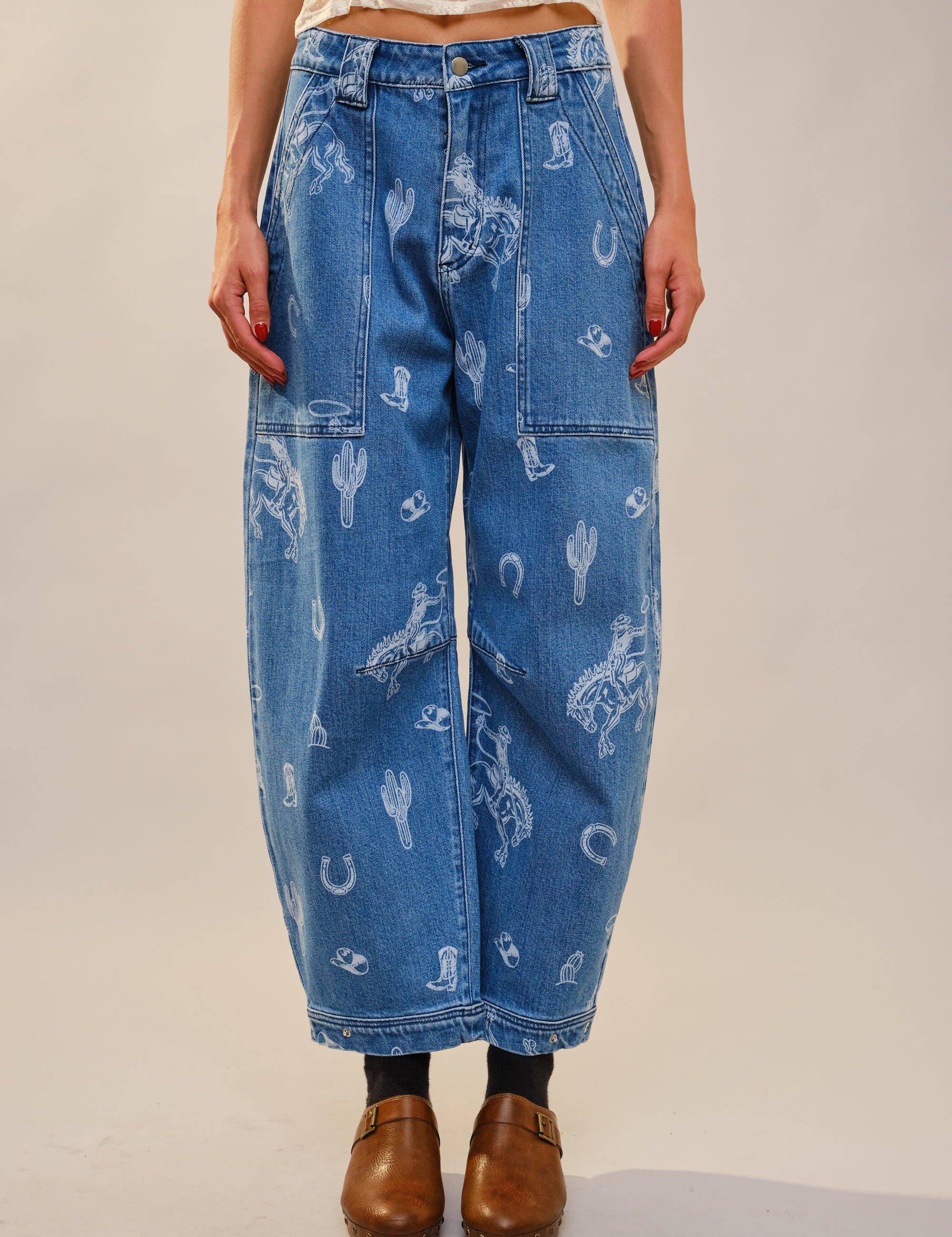 Western Barrel Leg Denim Jean S