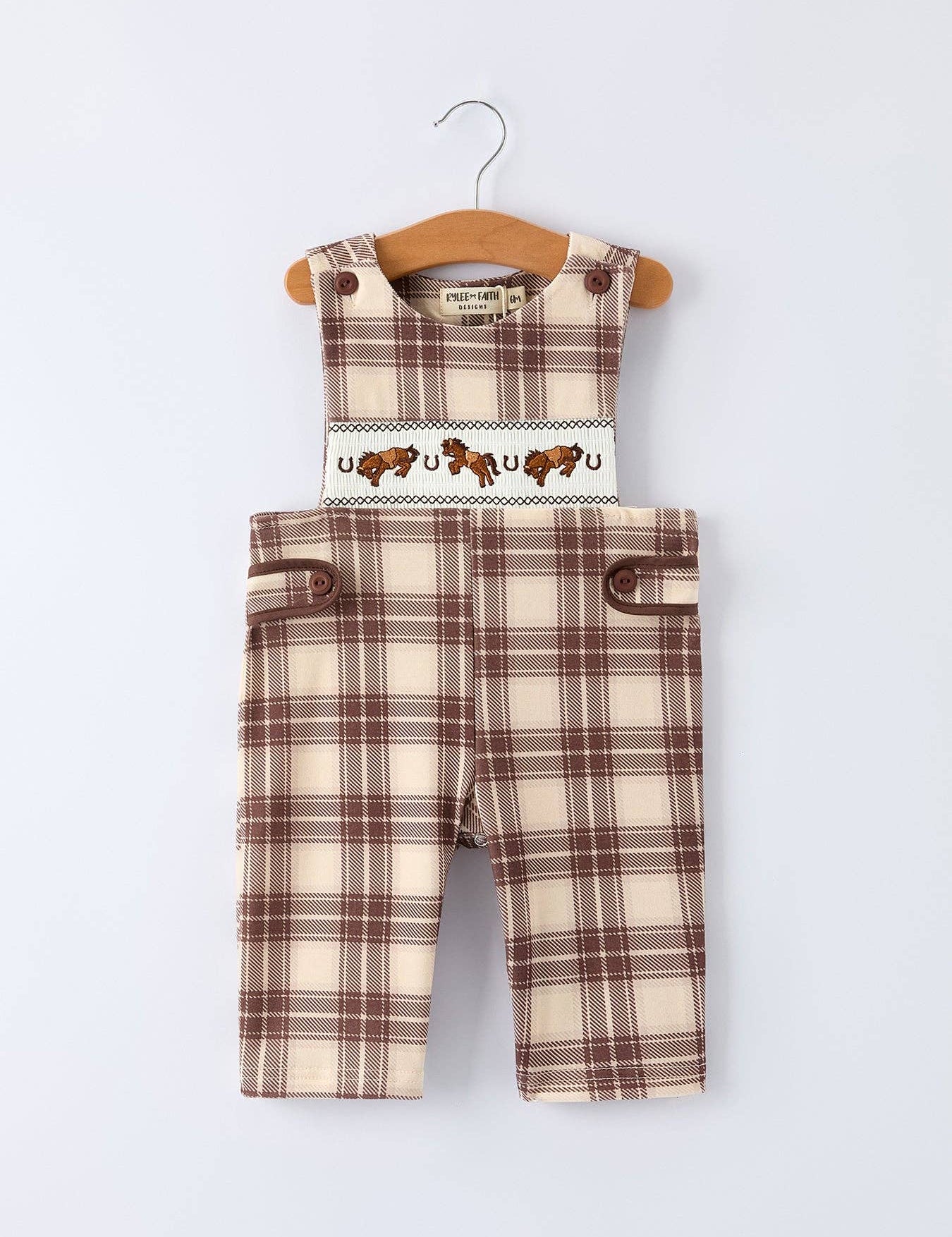 Plaid Horse Baby Boy Romper