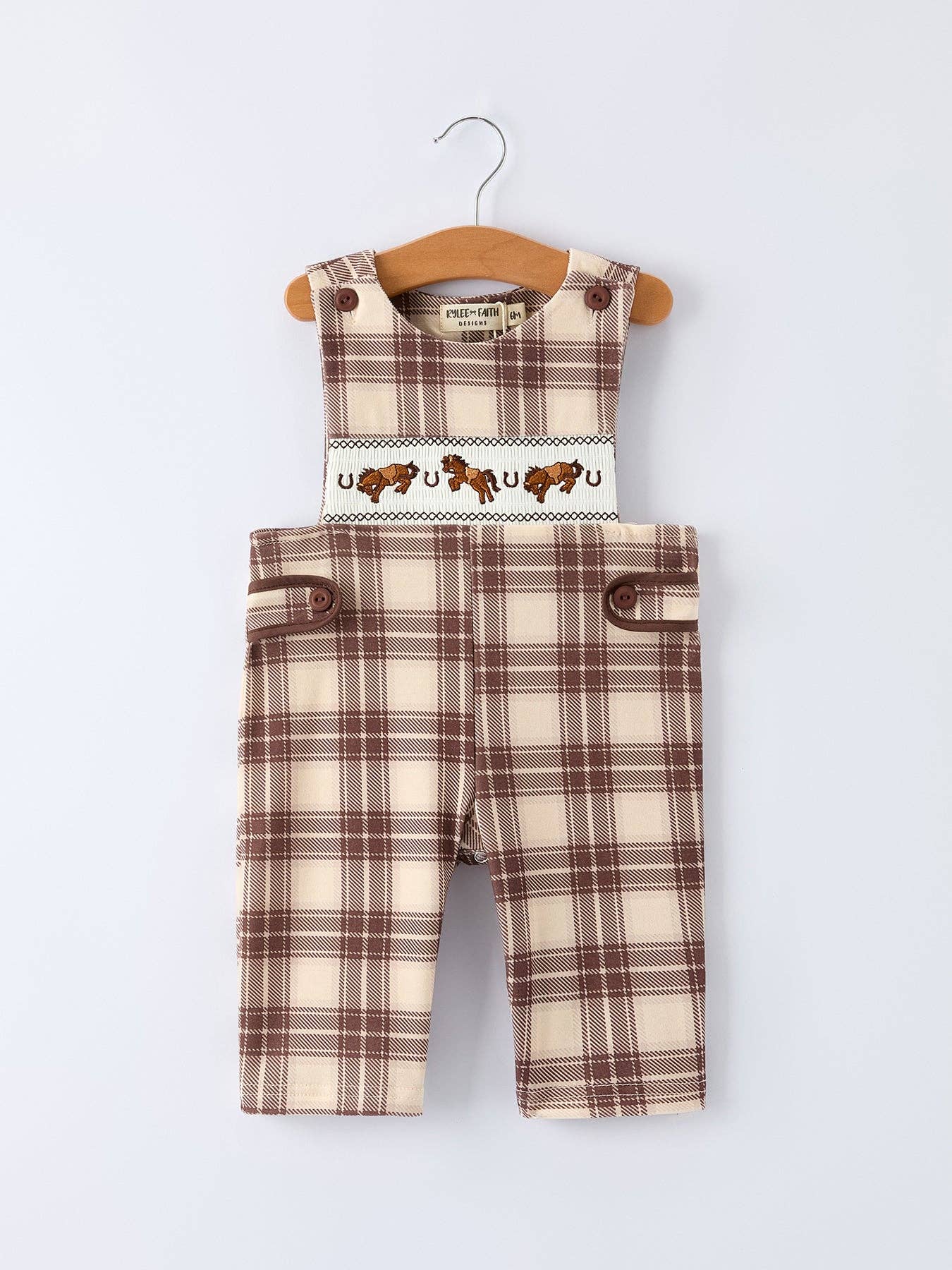 Plaid Horse Baby Boy Romper